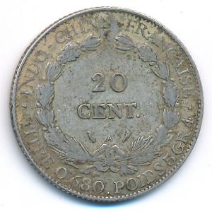 French Indo China, 20 cents, 1923