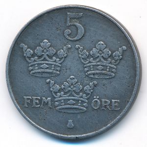 Sweden, 5 ore, 1917