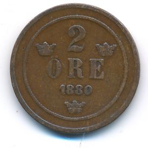 Sweden, 2 ore, 1880