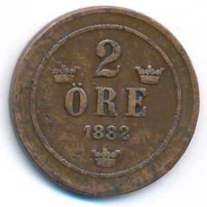 Sweden, 2 ore, 1882