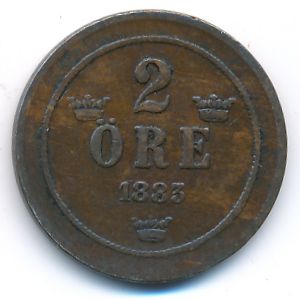 Sweden, 2 ore, 1883