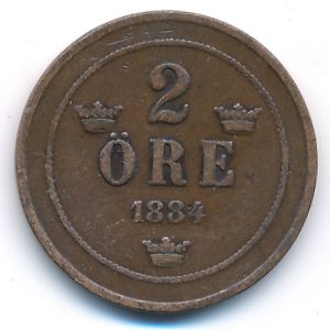 Sweden, 2 ore, 1884