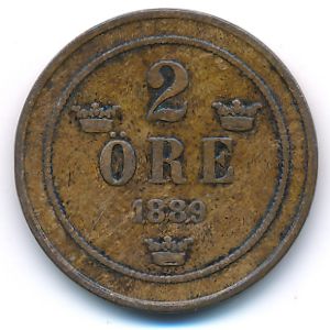 Sweden, 2 ore, 1889