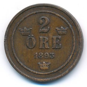 Sweden, 2 ore, 1893