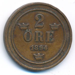 Sweden, 2 ore, 1894