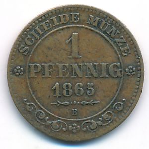 Saxony, 1 pfennig, 1865