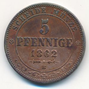 Saxony, 5 pfennig, 1862