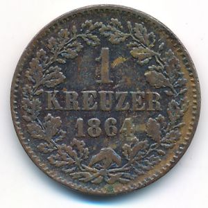 Baden, 1 kreuzer, 1864