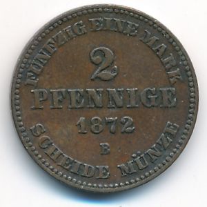 Mecklenburg-Schwerin, 2 pfennig, 1872