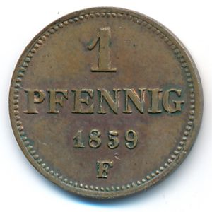 Saxony, 1 pfennig, 1859