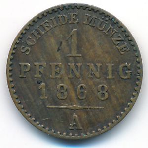 Reuss-Schleiz, 1 pfennig, 1868