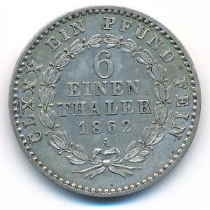 Anhalt-Bernburg, 1/6 thaler, 1862