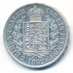 Hannover, 1/6 thaler, 1862