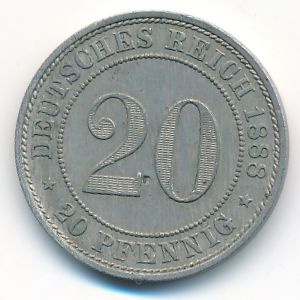 Germany, 20 pfennig, 1888