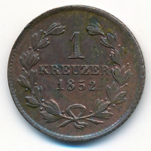 Baden, 1 kreuzer, 1852