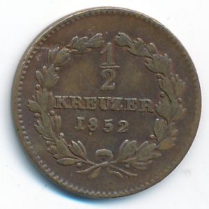 Baden, 1/2 kreuzer, 1852