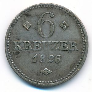 Hesse-Cassel, 6 kreuzer, 1826