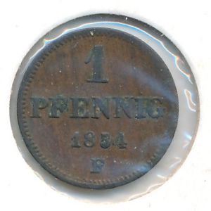 Saxony, 1 pfennig, 1854