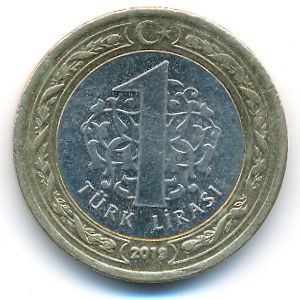 Turkey, 1 lira, 2019