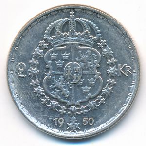 Sweden, 2 kronor, 1950