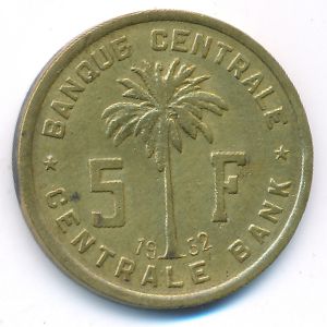 Ruanda-Urundi, 5 francs, 1952