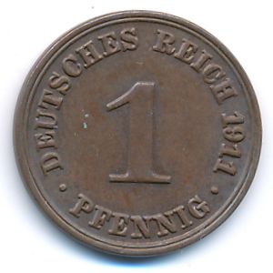 Germany, 1 pfennig, 1911