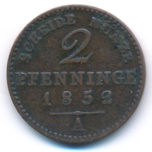 Prussia, 2 pfenning, 1852