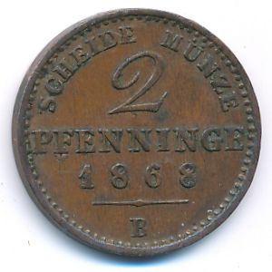 Prussia, 2 pfenning, 1868