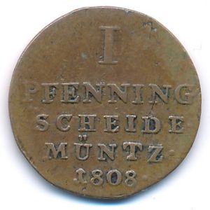 Westphalia, 1 pfenning, 1808