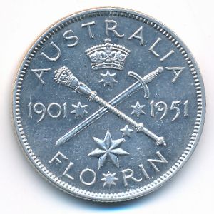 Australia, 1 florin, 1951