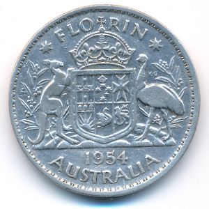 Australia, 1 florin, 1954