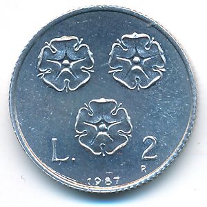 San Marino, 2 lire, 1987