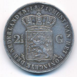 Netherlands, 2 1/2 gulden, 1871