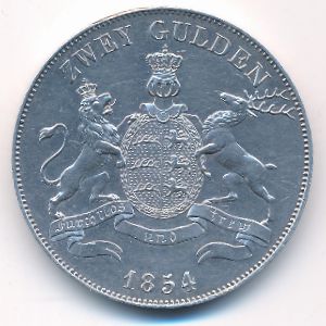 Wurttemberg, 2 gulden, 1854