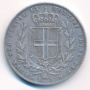 Сардиния, 5 лир (1849 г.)