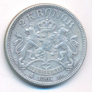 Sweden, 2 kronor, 1907