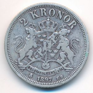 Sweden, 2 kronor, 1897