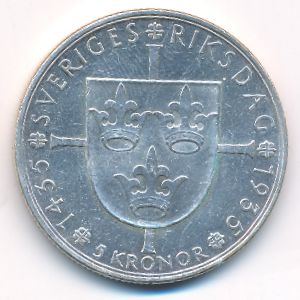 Sweden, 5 kronor, 1935