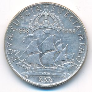 Sweden, 2 kronor, 1938