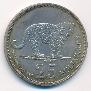 Venezuela, 25 bolivares, 1975