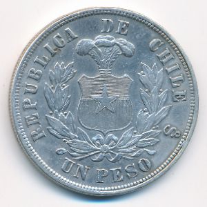 Chile, 1 peso, 1882