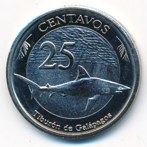 Galapagos Islands., 25 centavos, 2008