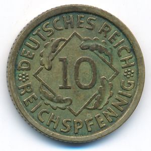 Веймарская республика, 10 рейхспфеннигов (1930 г.)