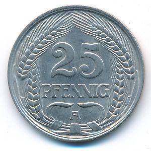 Germany, 25 pfennig, 1909