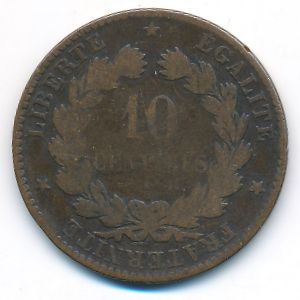 France, 10 сентим, 1876