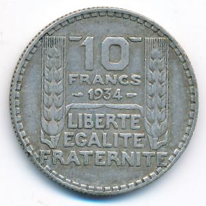 France, 10 francs, 1934