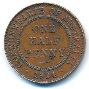 Australia, 1/2 penny, 1934