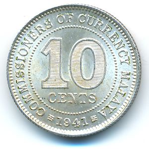 Malaya, 10 cents, 1941