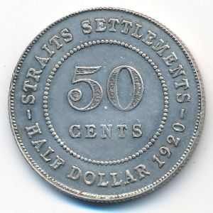 Straits Settlements, 50 cents, 1920