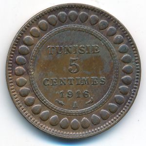 Tunis, 5 centimes, 1916